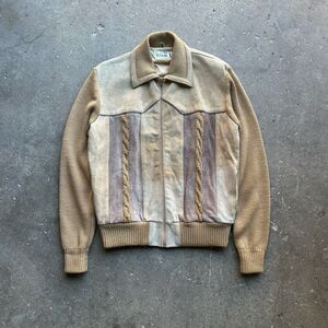 Vintage Hi-Gear Leather Bomber Jacket Mens XL Suede Cable Knit USA 80s